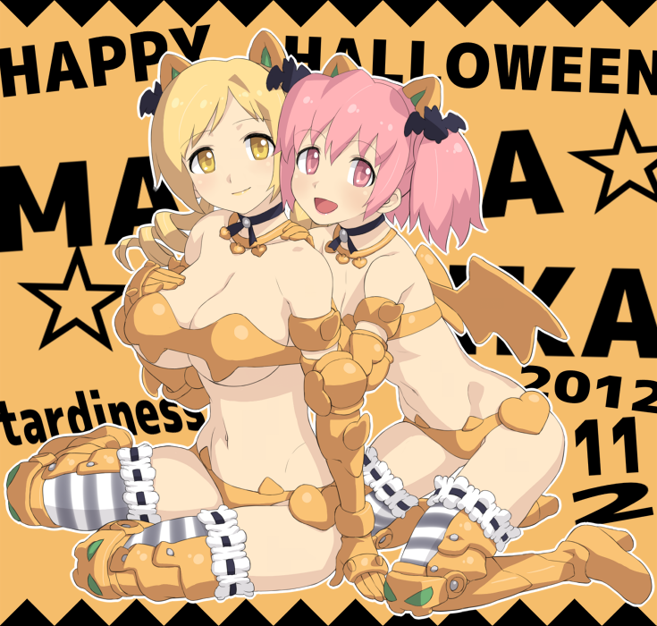 kaname madoka and tomoe mami (idolmaster and 1 more) drawn by hisakawa_riho