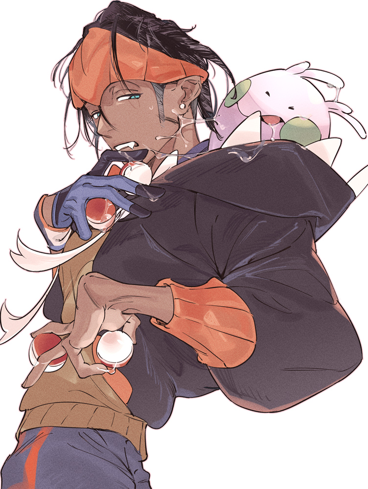 raihan and goomy (pokemon and 1 more) drawn by atie1225