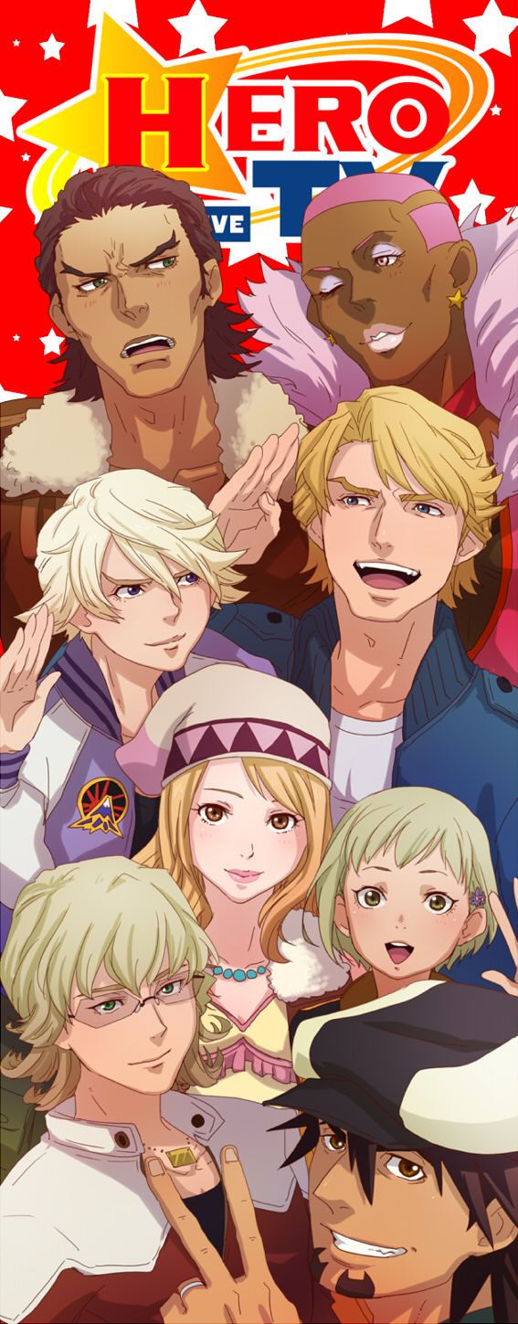 barnaby brooks jr., kaburagi t. kotetsu, ivan karelin, huang baoling, karina lyle, and 3 more (tiger & bunny) drawn by @@@_(eckzahn)