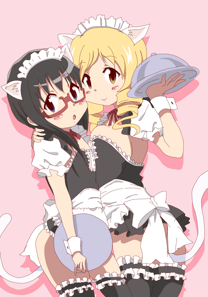 akemi homura and tomoe mami (mahou shoujo madoka magica) drawn by hoshino.