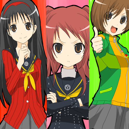 satonaka chie, kujikawa rise, amagi yukiko, kugimiya rie, and horie yui (persona and 2 more)