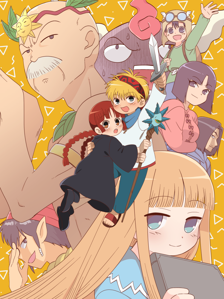kukuri, nike, gipple, juju coo shnamur, udberg eldol, and 4 more (mahoujin guruguru) drawn by tasuku