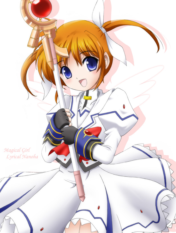 takamachi nanoha and raising heart (lyrical nanoha and 2 more) drawn by flipper