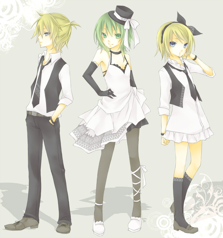 kagamine rin, kagamine len, and gumi (vocaloid) drawn by kuroi_(liar-player)