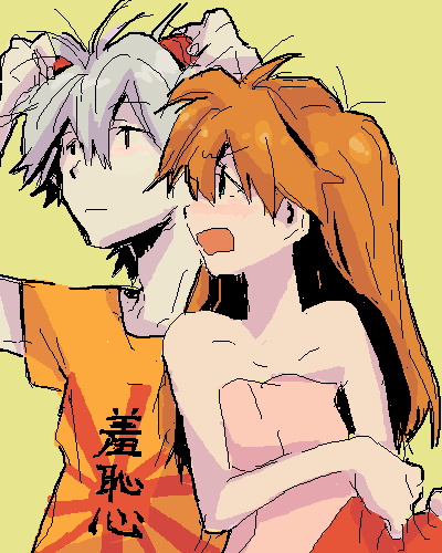 souryuu asuka langley and nagisa kaworu (neon genesis evangelion) drawn by nyoriko