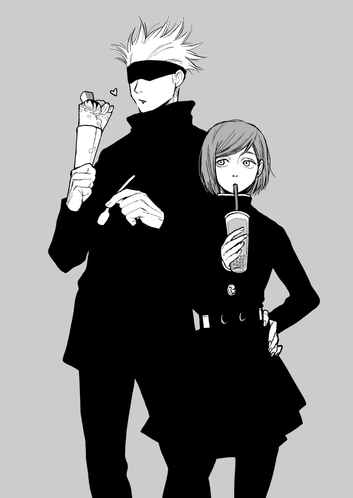 gojou satoru and kugisaki nobara (jujutsu kaisen) drawn by mztm_juju