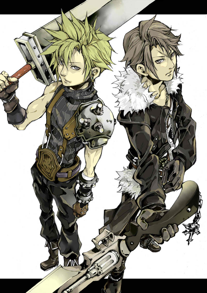 cloud strife and squall leonhart (final fantasy and 3 more) drawn by goroh0529