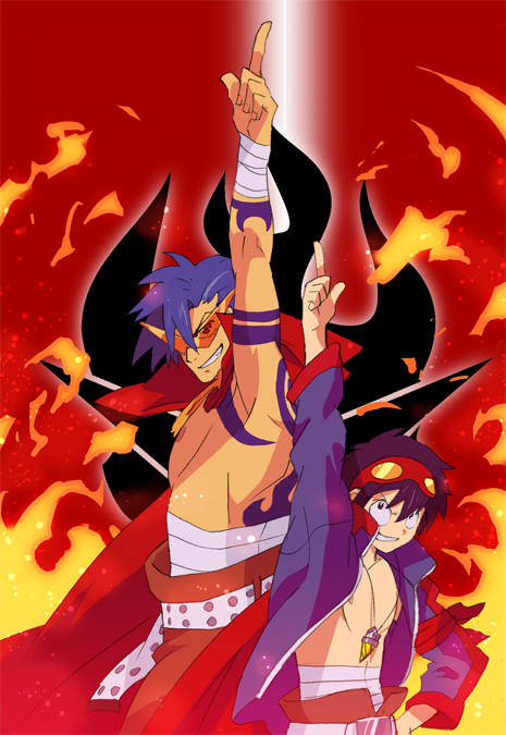 simon and kamina (tengen toppa gurren lagann) drawn by quareal