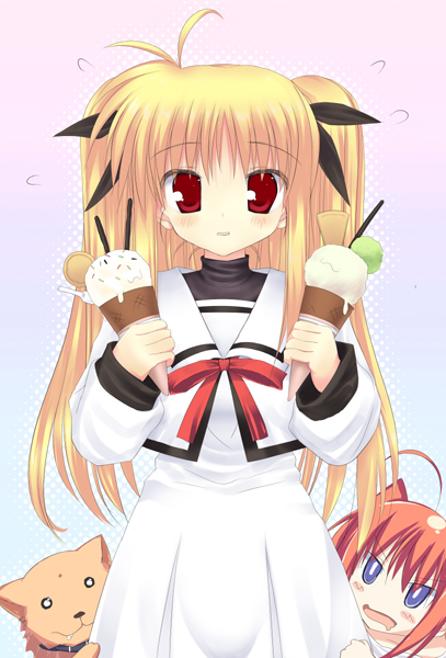 fate testarossa, vita, and arf (lyrical nanoha and 2 more) drawn by kanna_ryouto