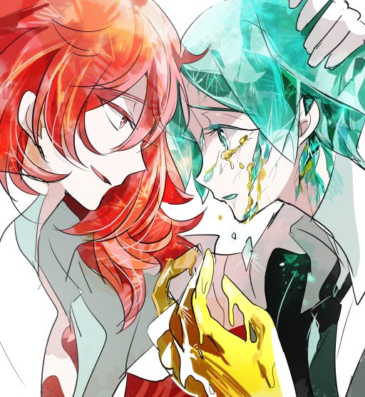 phosphophyllite and padparadscha (houseki no kuni) drawn by shumiko_(kamenokoueki)