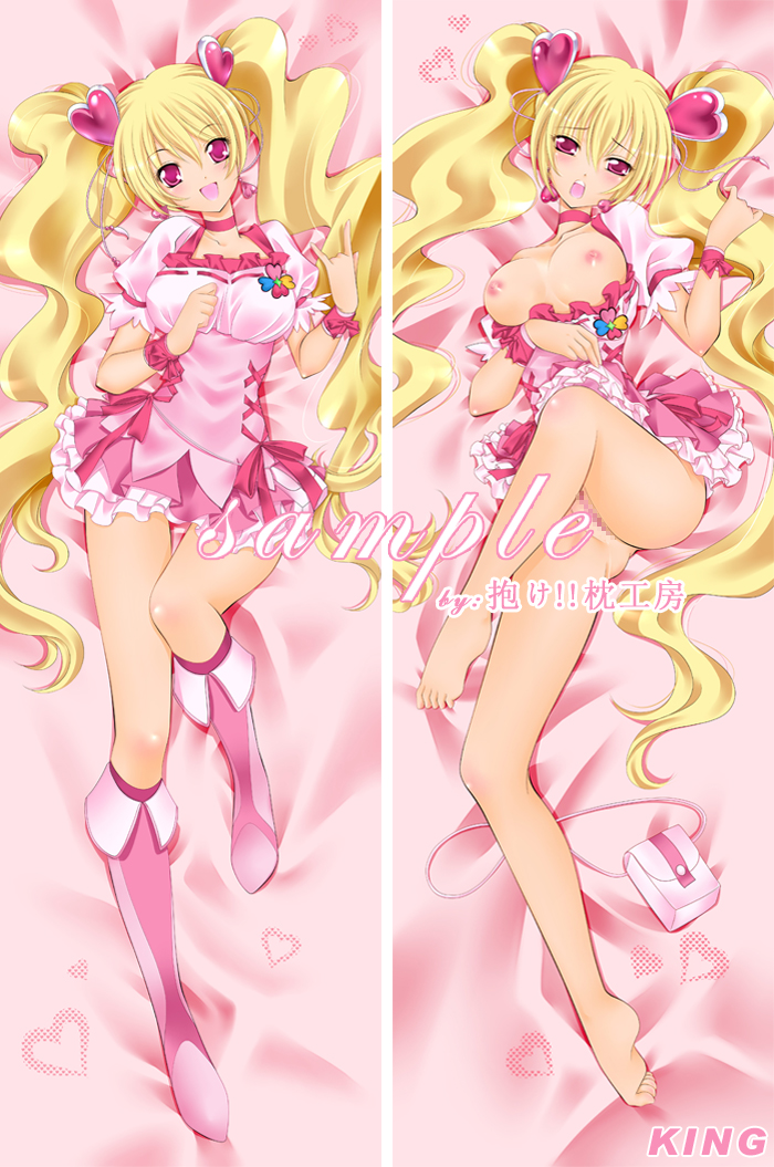 momozono love and cure peach (precure and 1 more) drawn by dakemakura-koubou and king_(dakemakura)