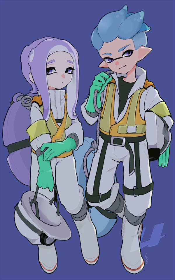 inkling player character, octoling player character, octoling girl, and inkling boy (splatoon) drawn by imaikuy0