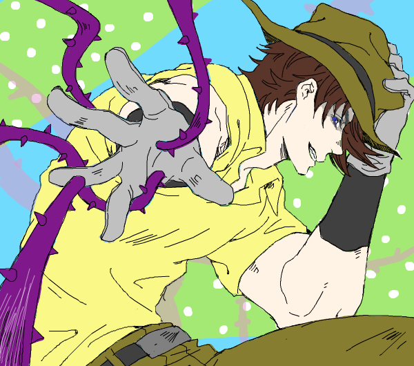joseph joestar and hermit purple (jojo no kimyou na bouken and 2 more) drawn by gt4oo