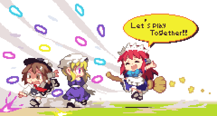 usami renko, maribel hearn, and vivit (touhou and 1 more) drawn by hachi_(8bit_canvas)