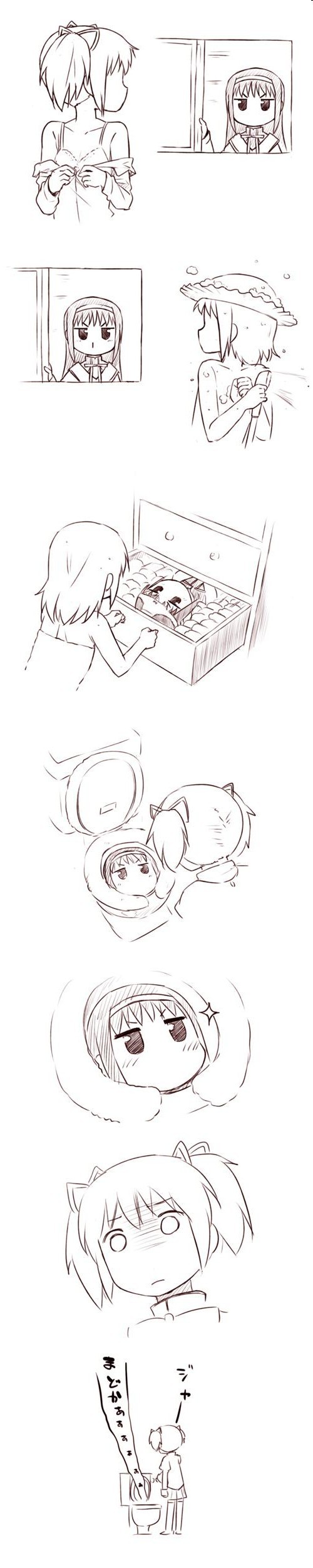 akemi homura and kaname madoka (mahou shoujo madoka magica) drawn by nagian