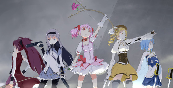 akemi homura, kaname madoka, miki sayaka, sakura kyoko, and tomoe mami (mahou shoujo madoka magica) drawn by keisan