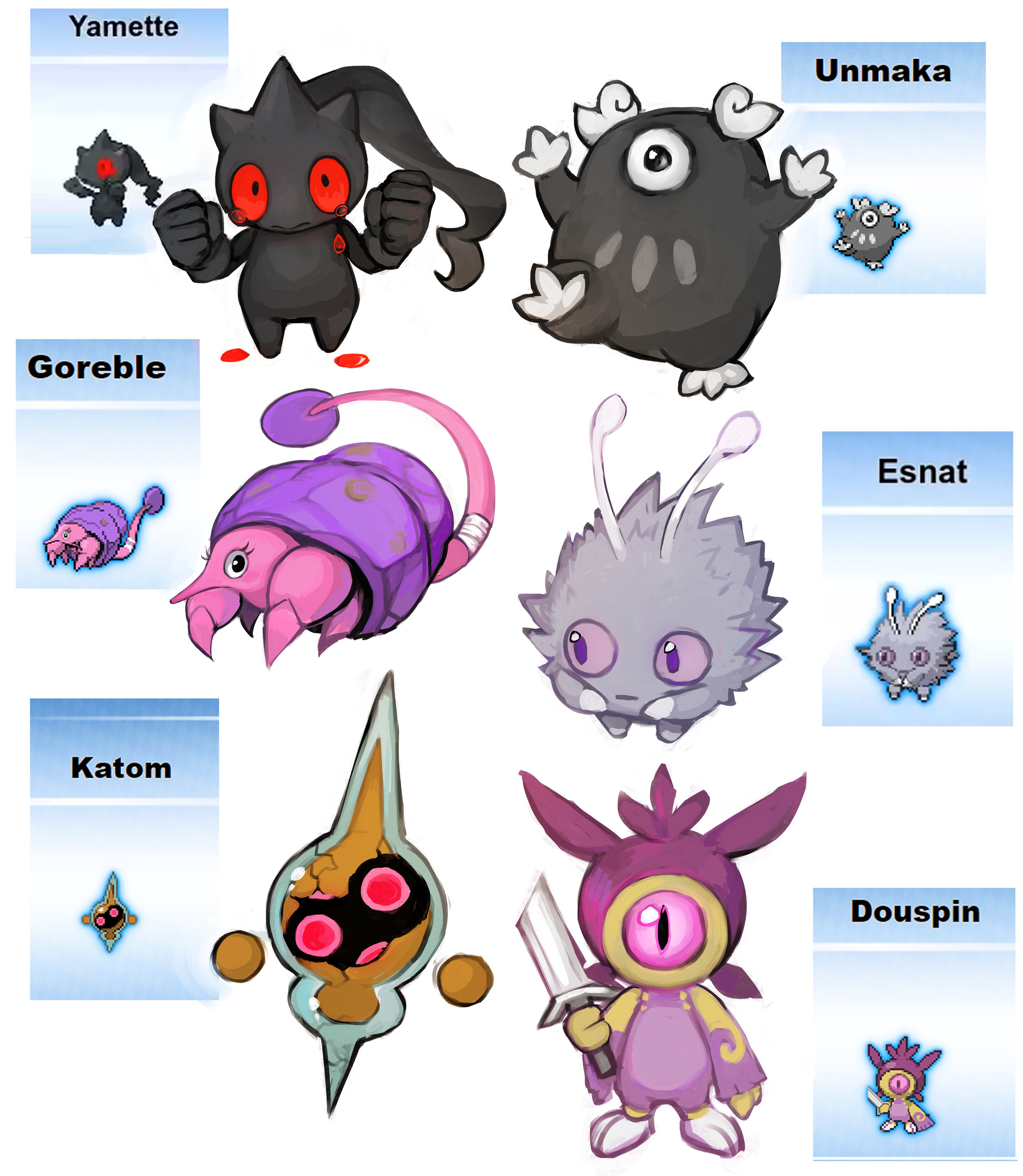 rotom, banette, chespin, rotom, unown, and 8 more (pokemon) drawn by  matilda_fiship