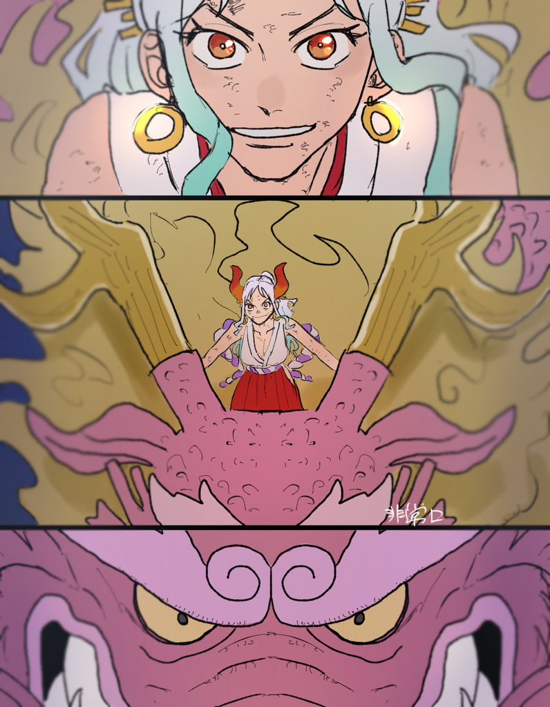 yamato and kouzuki momonosuke (one piece) drawn by feichangkou