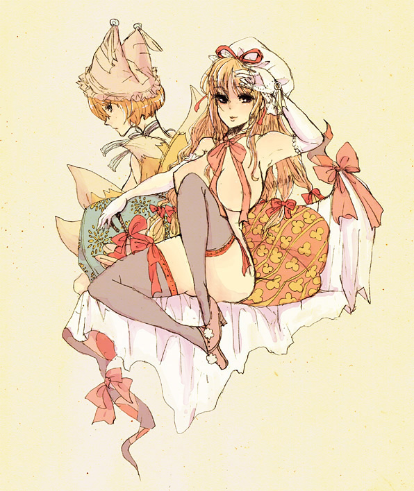 yakumo yukari and yakumo ran (touhou) drawn by cai