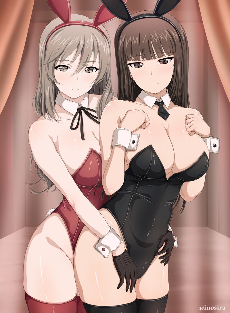 nishizumi shiho and shimada chiyo (girls und panzer) drawn by inoshira