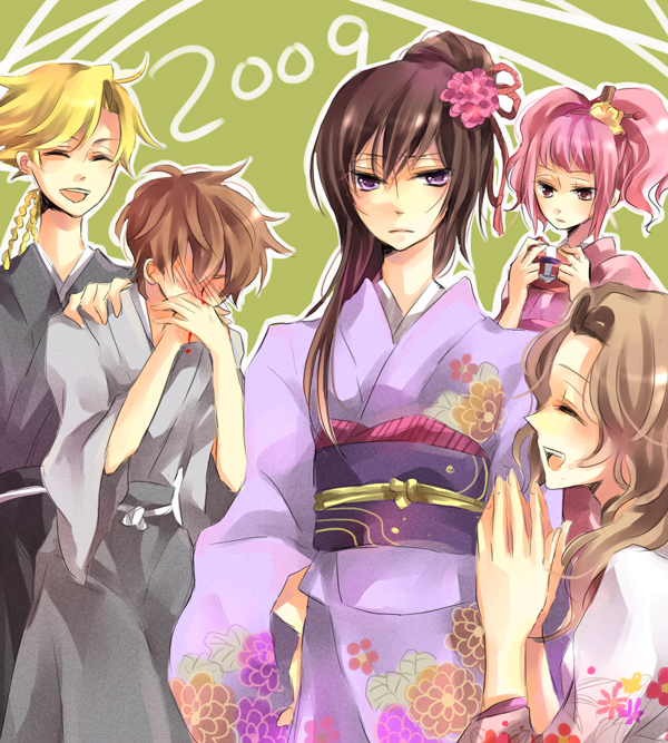 kururugi suzaku, nunnally vi britannia, anya alstreim, gino weinberg, and luluko (code geass) drawn by yuzuki_karu