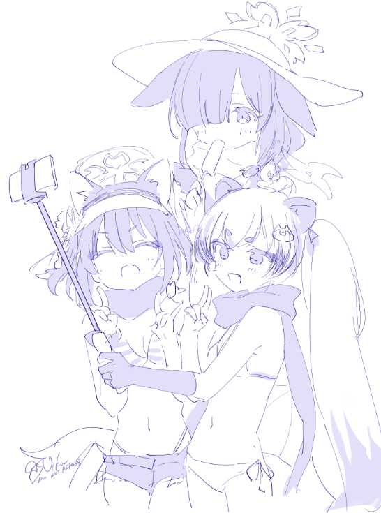 izuna, michiru, and tsukuyo (blue archive) drawn by kyuuri_(miyako)