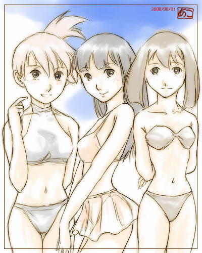 dawn, may, and misty (pokemon and 3 more) drawn by akosan