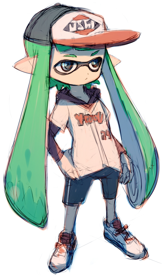 inkling player character and inkling girl (splatoon and 1 more) drawn by alchera