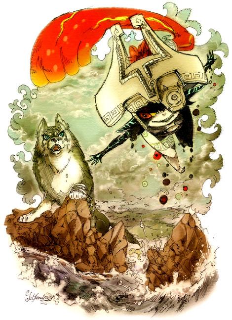 link, midna, and wolf link (the legend of zelda and 1 more) drawn by yumeshima_sui