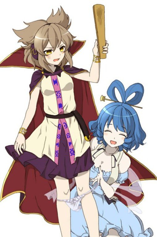 toyosatomimi no miko and kaku seiga (touhou) drawn by kusoyarou