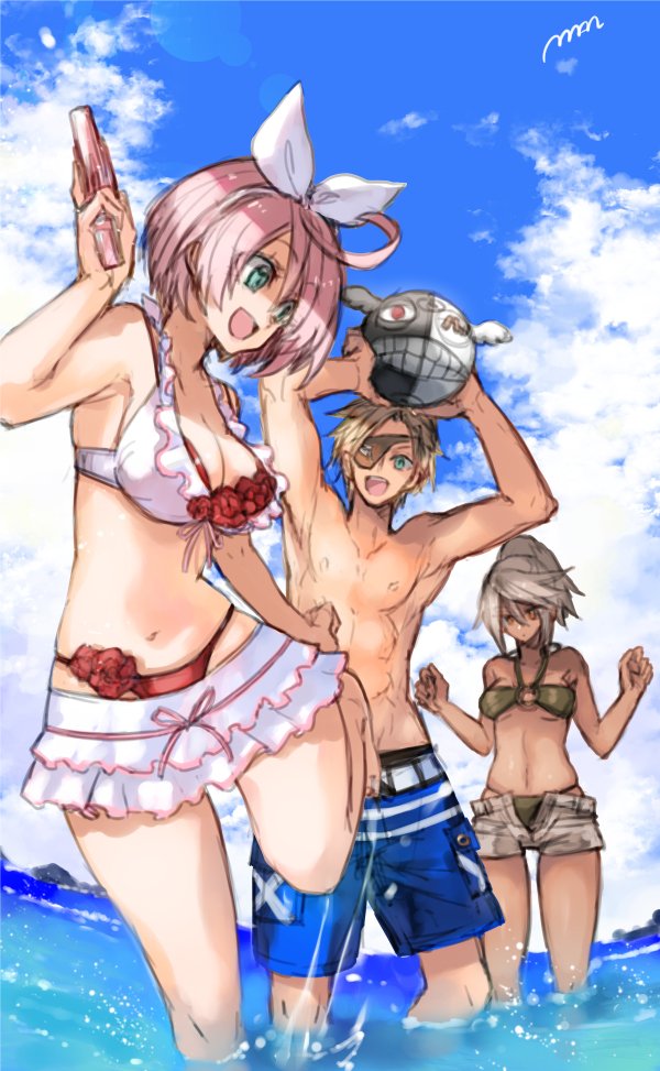 ramlethal valentine, elphelt valentine, and sin kiske (guilty gear and 1 more) drawn by maka_(morphine)
