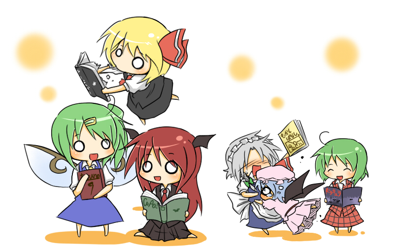 remilia scarlet, izayoi sakuya, rumia, kazami yuuka, koakuma, and 1 more (touhou) drawn by viva!!