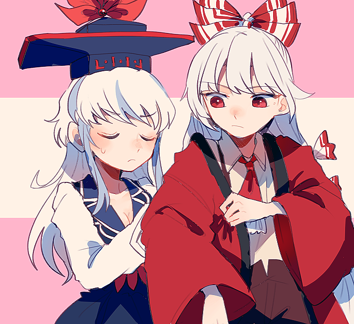 fujiwara no mokou and kamishirasawa keine (touhou) drawn by itomugi-kun