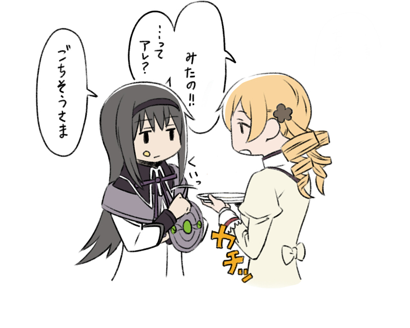 akemi homura and tomoe mami (mahou shoujo madoka magica) drawn by oda_takayuki