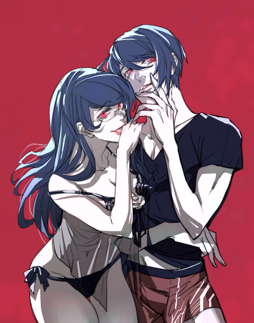 kamishiro rize and tsukiyama shuu (tokyo ghoul) drawn by nitta_(4452073)