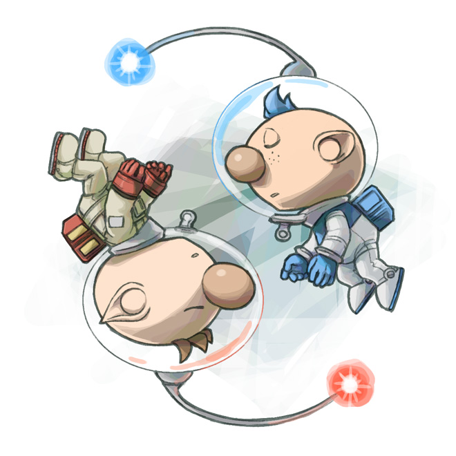 olimar and alph (pikmin) drawn by naru_(wish_field)
