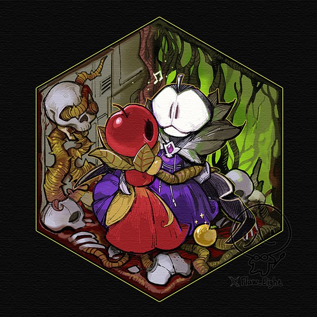 snow white's apple and ebony queen's apple (project moon and 2 more) drawn by flaw_eight