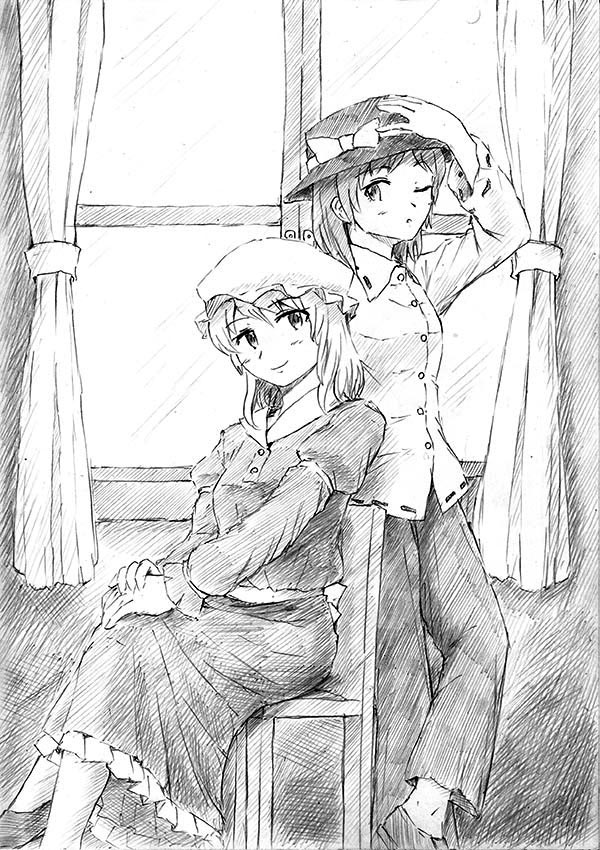 usami renko and maribel hearn (touhou) drawn by vent_arbre