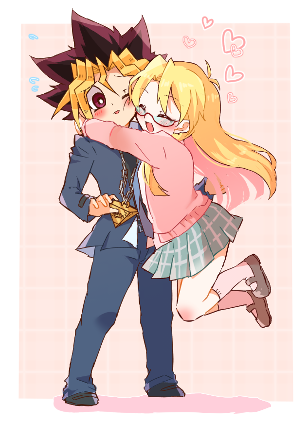 muto yugi and rebecca hopkins (yu-gi-oh! and 1 more) drawn by yoshino_(gunform)