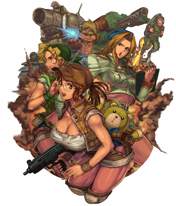 fio germi, kasamoto eri, prisoner of war, sophia greenville, and hyakutaro ichimonji (metal slug) drawn by ibanen