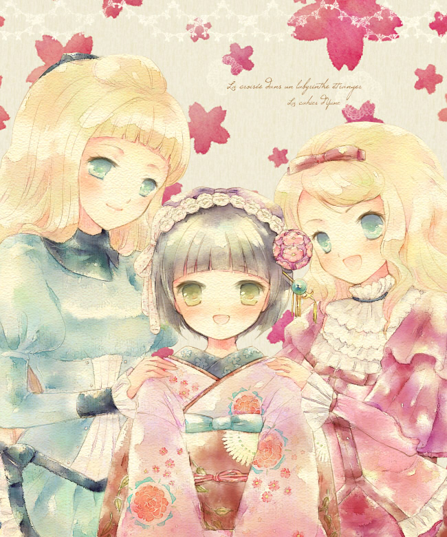 yune, alice blanche, and camille blanche (ikoku meiro no croisee) drawn by aoyama_homare