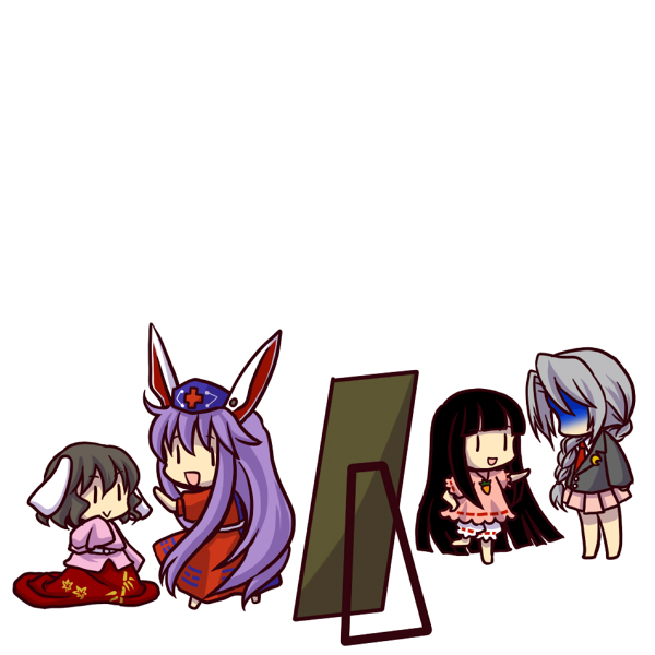 reisen udongein inaba, houraisan kaguya, inaba tewi, and yagokoro eirin (touhou) drawn by socha