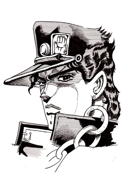 kujo jotaro (jojo no kimyou na bouken and 1 more) drawn by araki_hirohiko
