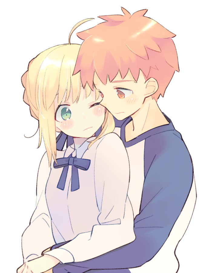 artoria pendragon, saber, and emiya shirou (fate and 1 more) drawn by 87banana