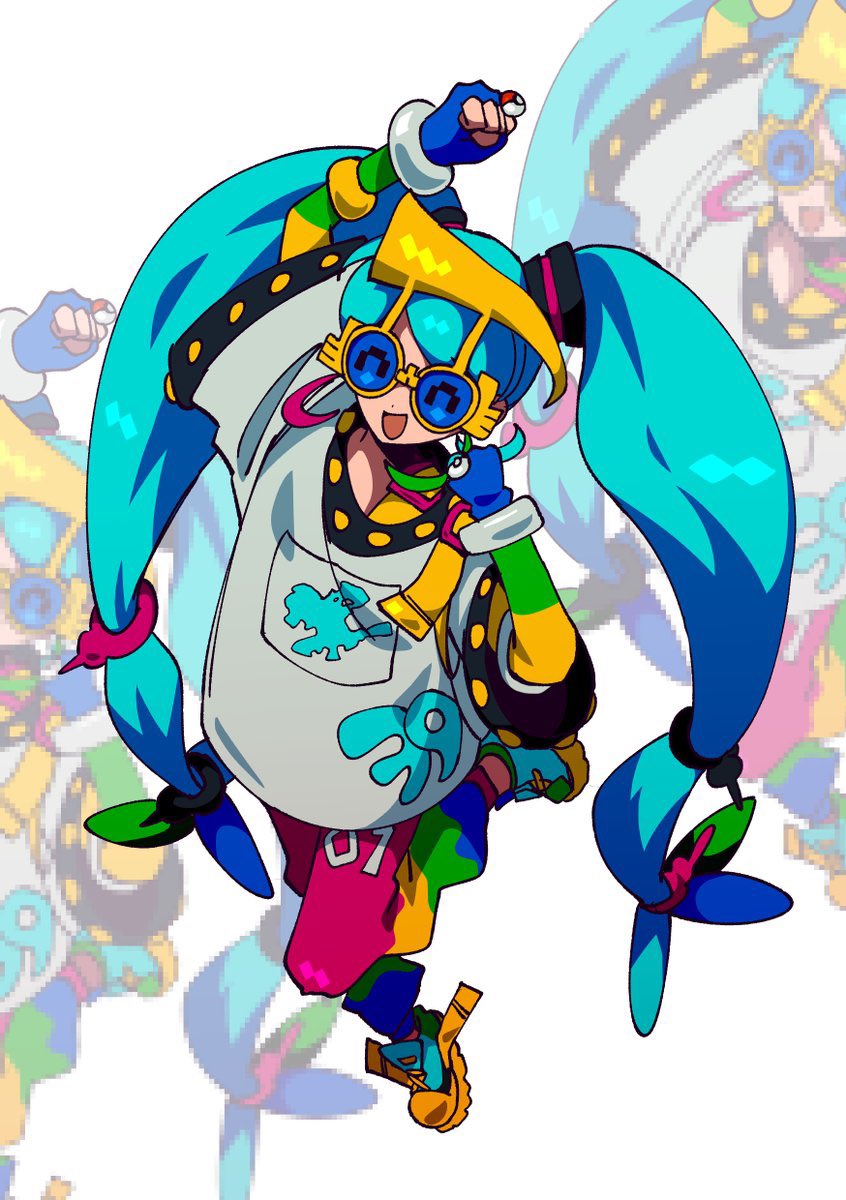 hatsune miku and normal miku (pokemon and 2 more) drawn by danna_(wow_danna)