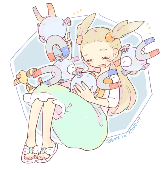 magnemite, jasmine, and ampharos (pokemon and 1 more) drawn by katiko