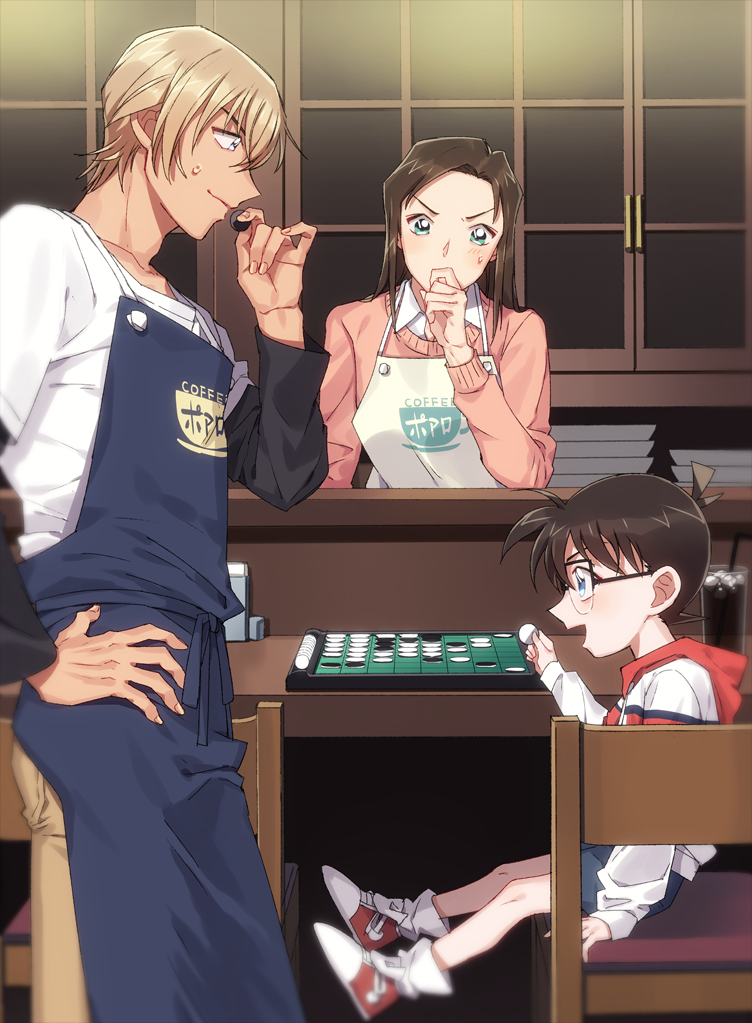 edogawa conan, amuro tooru, and enomoto azusa (meitantei conan) drawn by k_(gear_labo)