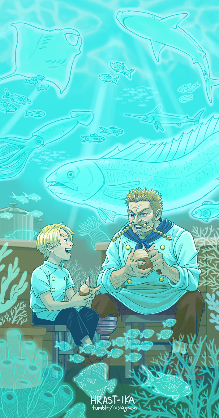 sanji and red-leg zeff (one piece) drawn by hrast-ika