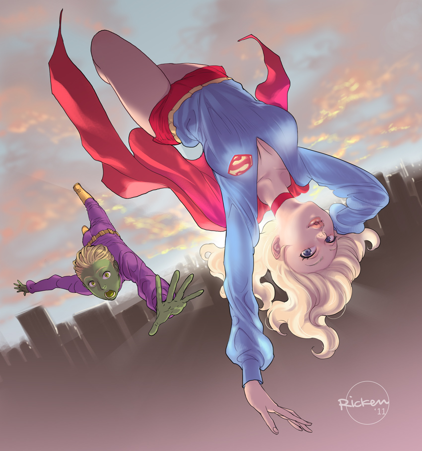 supergirl, brainiac 5, and querl dox (dc comics and 2 more) drawn by ricken