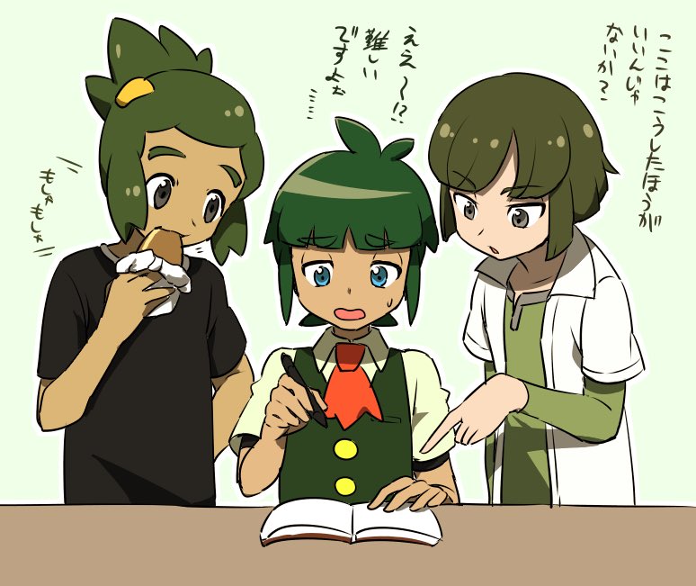 hau, sawyer, and sorrel (pokemon and 3 more) drawn by ameiro_pk
